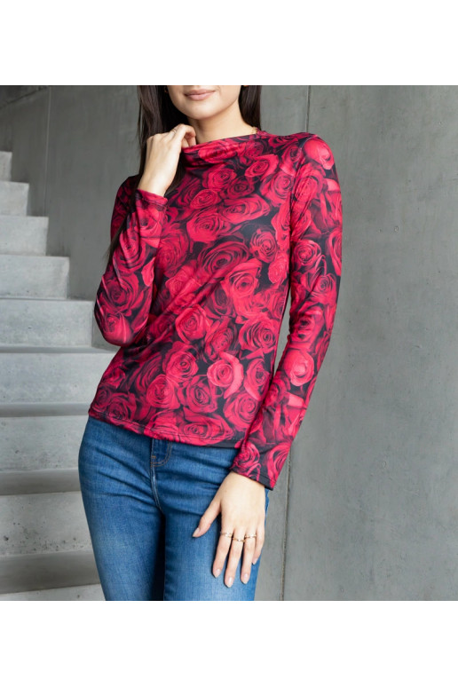 Červená halenka zdobená potiskem Amaya