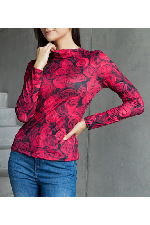 Červená halenka zdobená potiskem Amaya