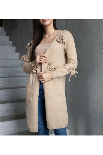 Dlouhý béžový cardigan Lira
