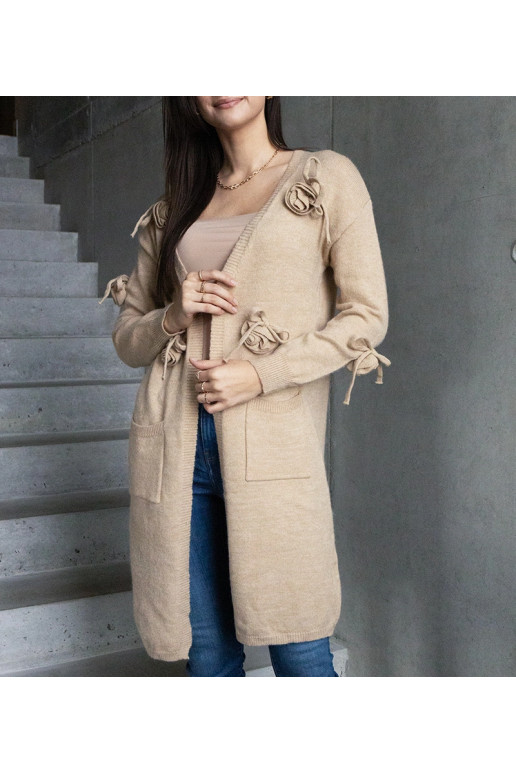 Dlouhý béžový cardigan Lira