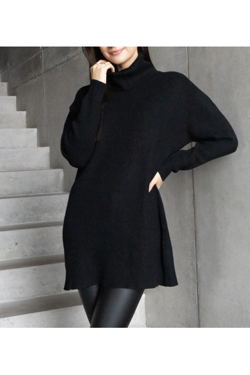 Dlouhý černý měkký rolák Kali