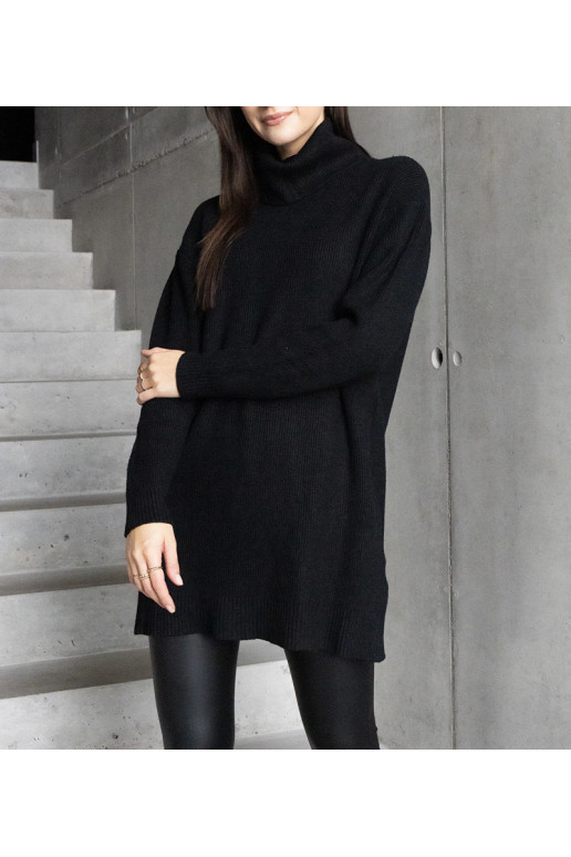 Dlouhý černý měkký rolák Kali