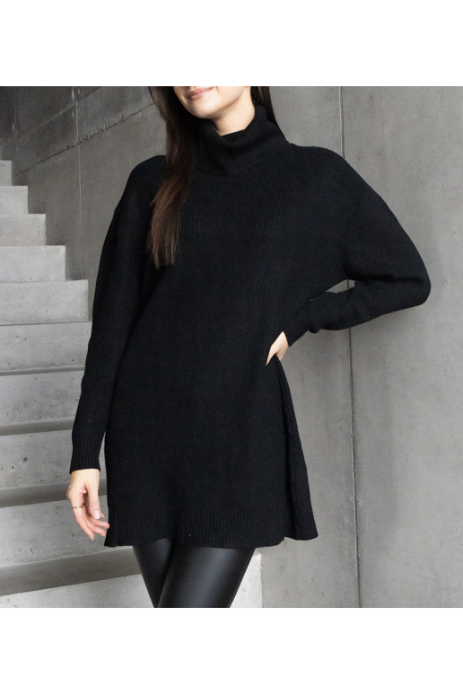 Dlouhý černý měkký rolák Kali