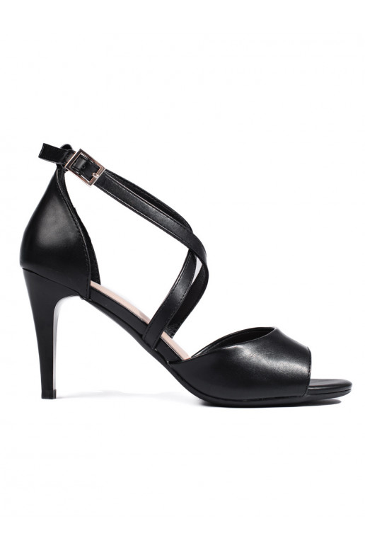 Stylové dámské sandály na tenkém podpatku černé Sergio Leone