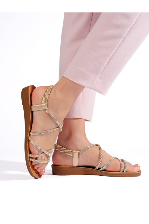 Zlaté nazouvací sandály s kamínky