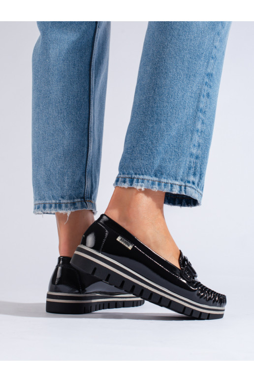 s efektem laku Černé Mokasíny s platformou