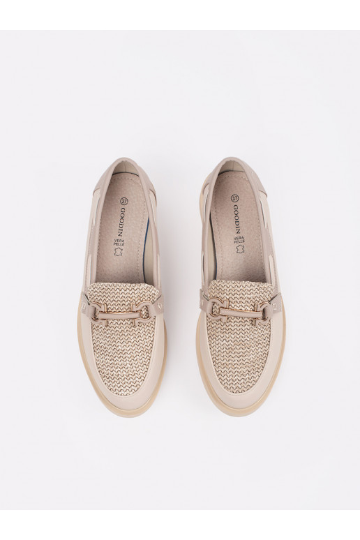 slonová kost mokasíny ze skórzaną wkładką