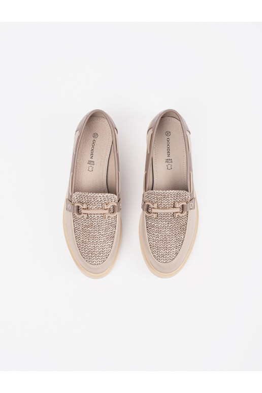 béžové mokasíny ze skórzaną wkładką béžové mokasíny ze skórzaną wkładką