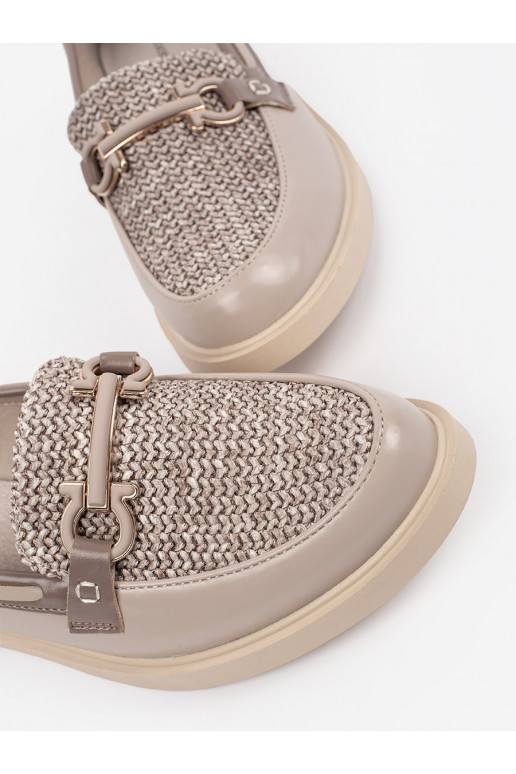 béžové mokasíny ze skórzaną wkładką béžové mokasíny ze skórzaną wkładką