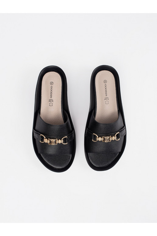 Černé Pantofle  s řetízkem