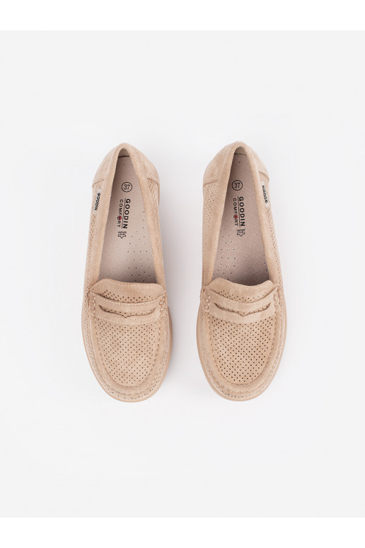 béžové mokasíny s masivním podpatkem béžové mokasíny s masivním podpatkem