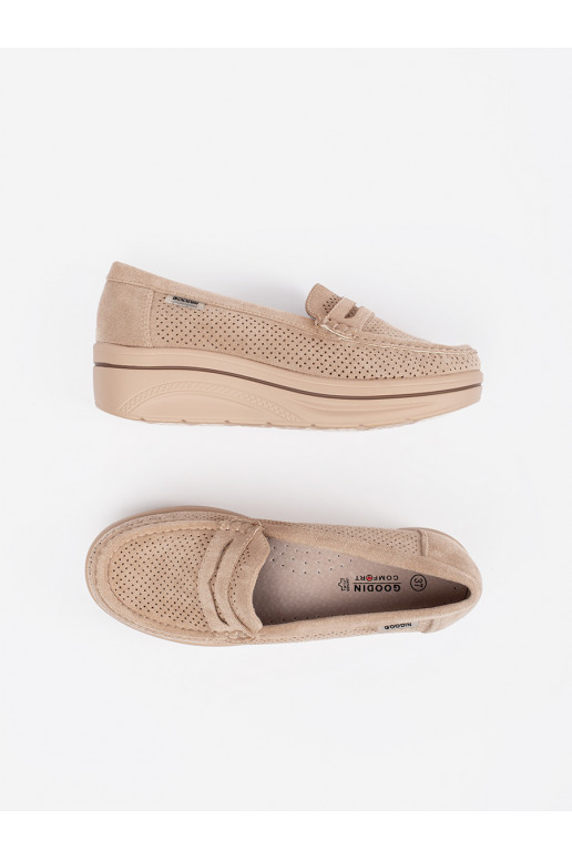 béžové mokasíny s masivním podpatkem béžové mokasíny s masivním podpatkem