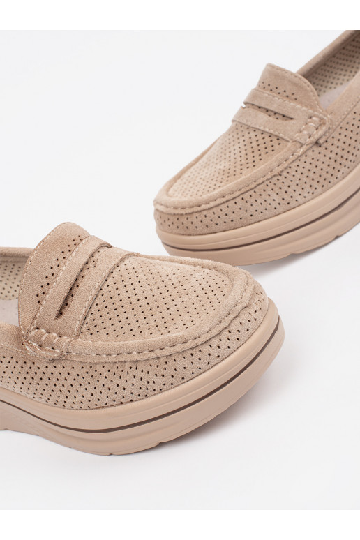 béžové mokasíny s masivním podpatkem béžové mokasíny s masivním podpatkem