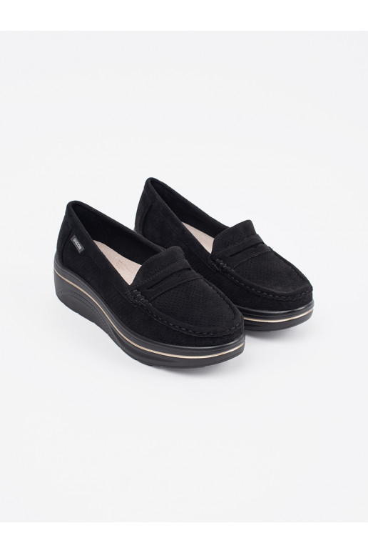 Černé mokasíny s masivním podpatkem Černé mokasíny s masivním podpatkem