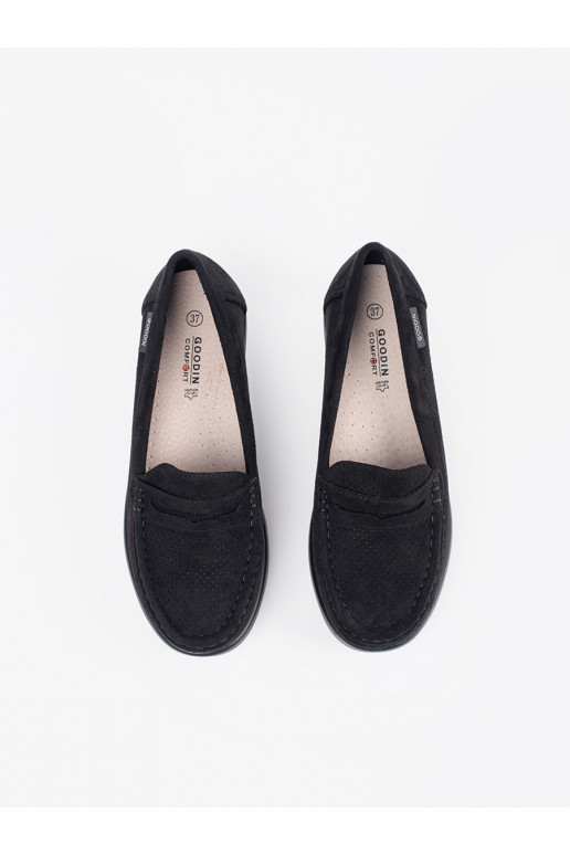 Černé mokasíny s masivním podpatkem Černé mokasíny s masivním podpatkem