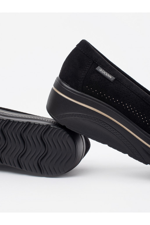 Černé mokasíny s masivním podpatkem Černé mokasíny s masivním podpatkem