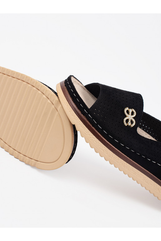 s ažurovými prvky miękkie sandály Černé