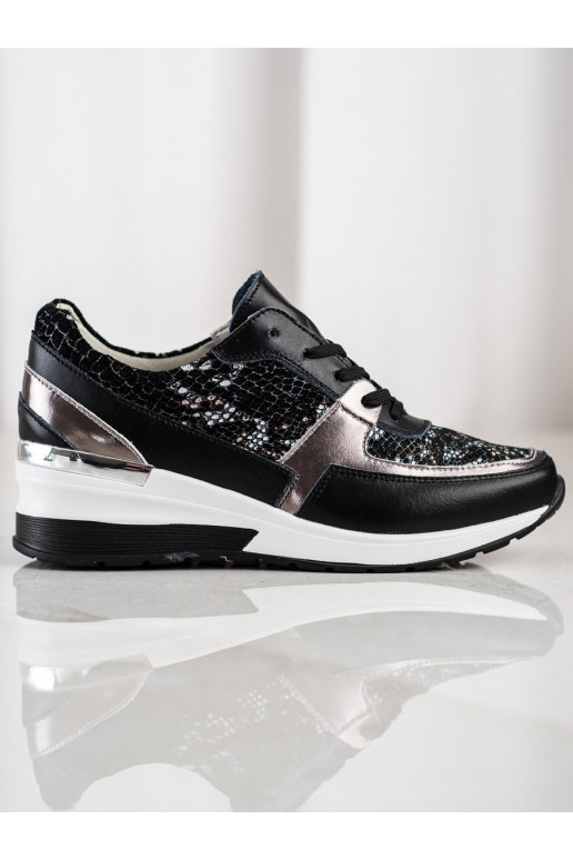 Černé sneakersy z kůže snake print