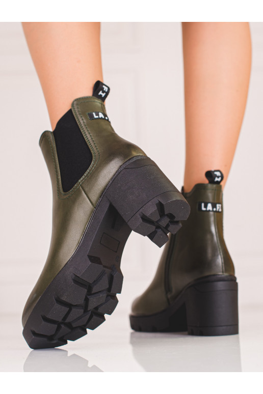 Štibletky dámské na sloupkovém podpatku zelené