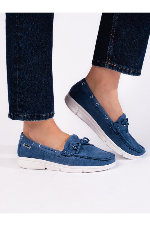 Pohodlné modré dámské mokasíny