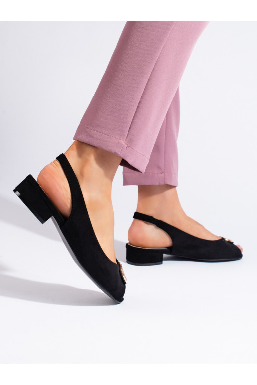 Černé elegantní ploché sandály