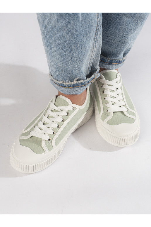 Světle zelené dámské tenisky na platformě