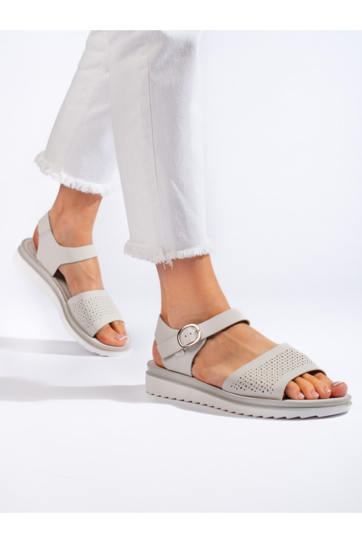 Dírkované sandály na platformě šedé Sergio Leone