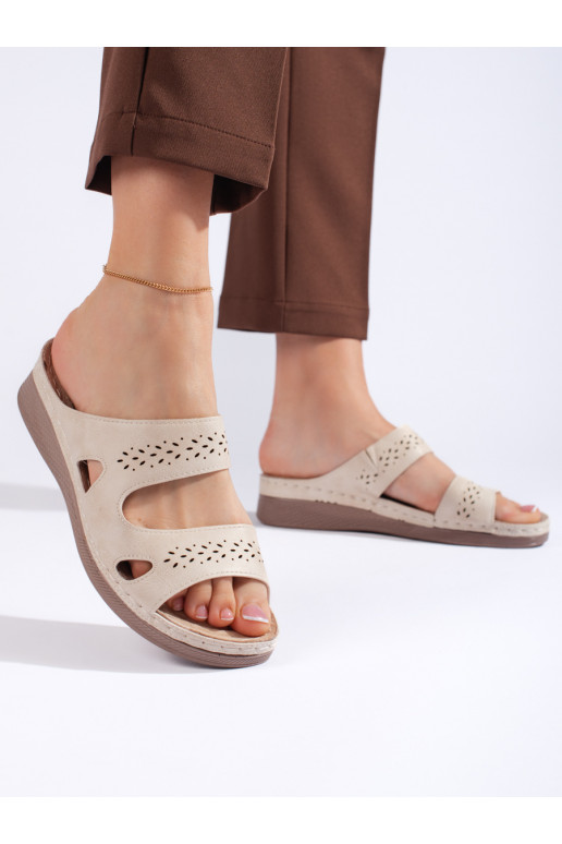 Pohodlné béžové dámské pantofle