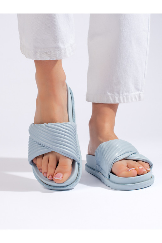 Modré ploché dámské nazouváky