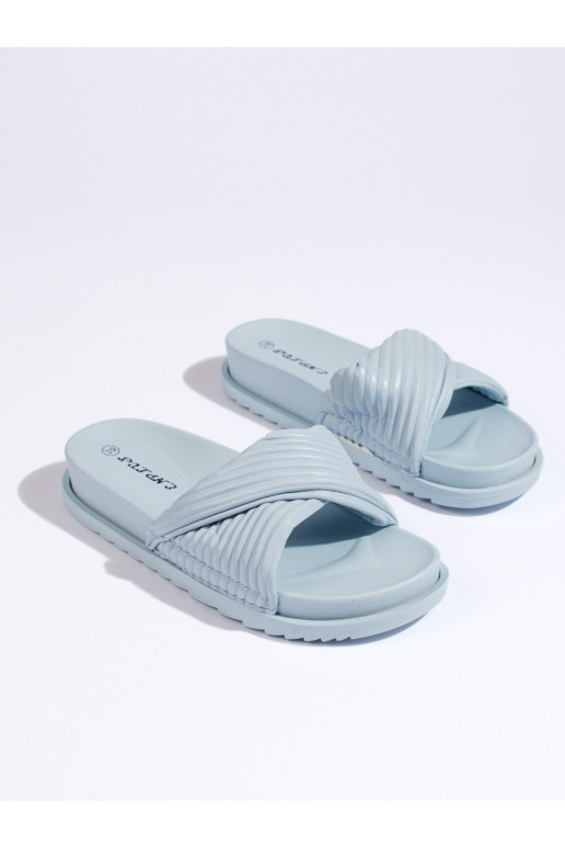 Modré ploché dámské nazouváky