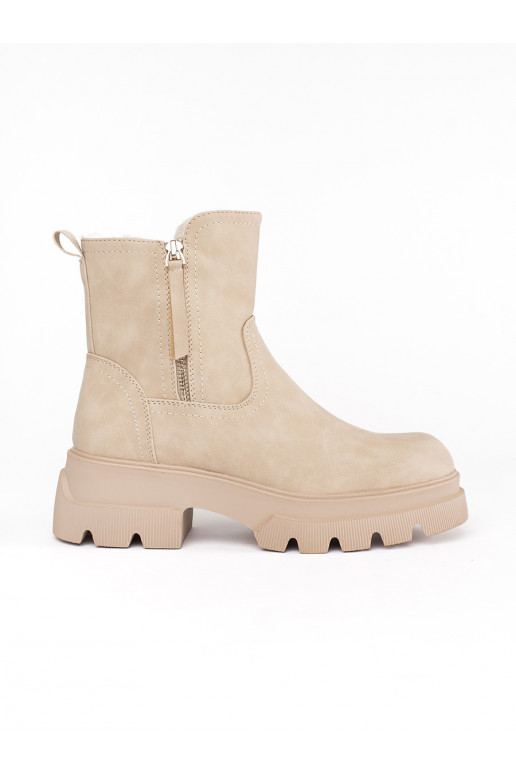 Béžové dámské zateplené kotníkové boty Sergio Leone