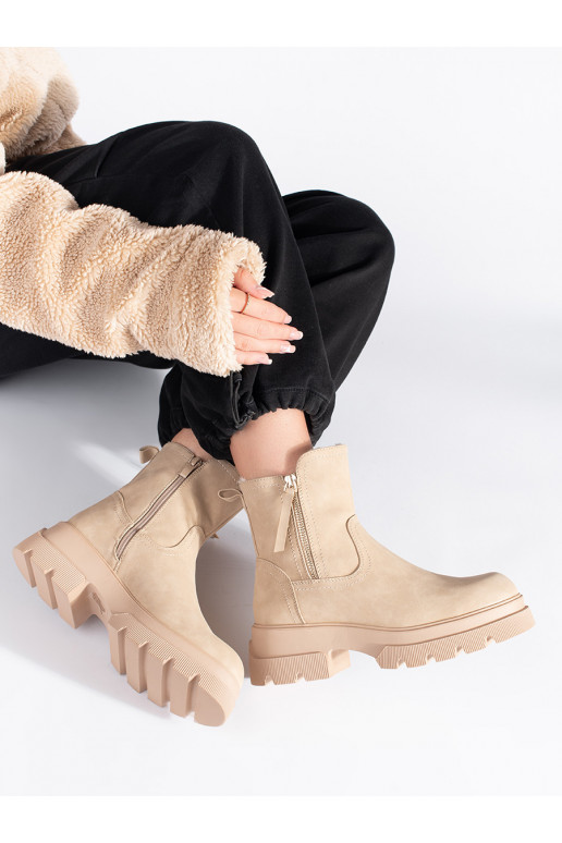 Béžové dámské zateplené kotníkové boty Sergio Leone