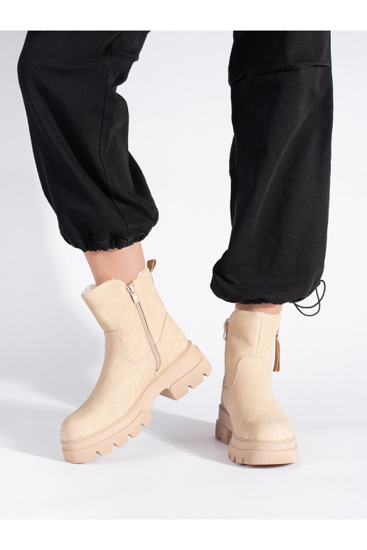 Béžové dámské zateplené kotníkové boty Sergio Leone