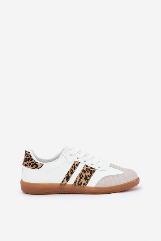 Tenisky  z ekologické kůže se vzory leopardí kožešiny bílé Nonalorin  Tenisky  z ekologické kůže se vzory leopardí kožešiny bílé Nonalorin