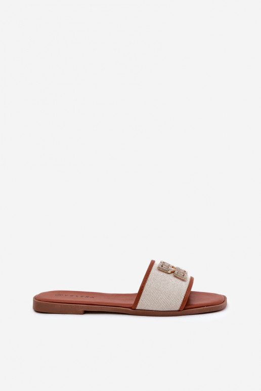 Elegantní styl Dámské pantofle s ornamenty s širokými podpatky hnědáLovehia Elegantní styl Dámské pantofle s ornamenty s širokými podpatky hnědáLovehia