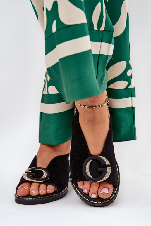 Ploché sandály s ornamenty Černé Haliones Ploché sandály s ornamenty Černé Haliones