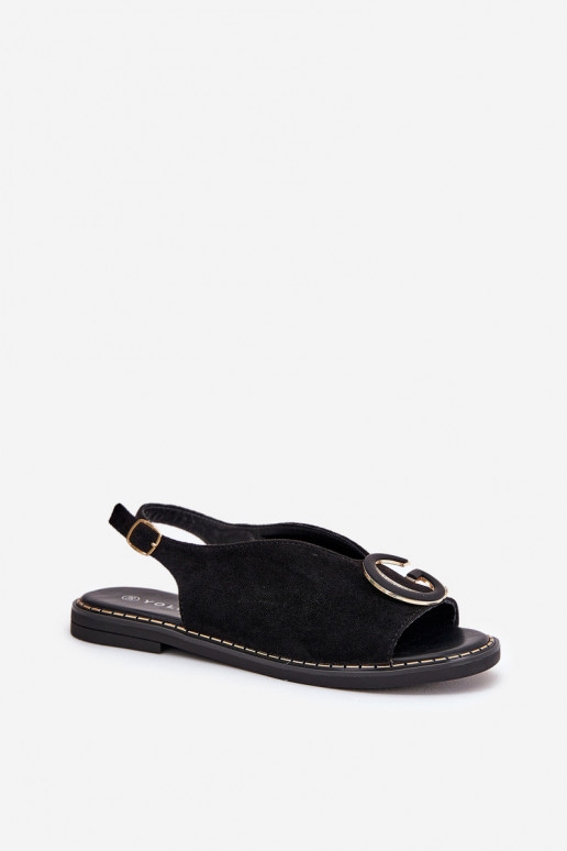 Ploché sandály s ornamenty Černé Haliones Ploché sandály s ornamenty Černé Haliones