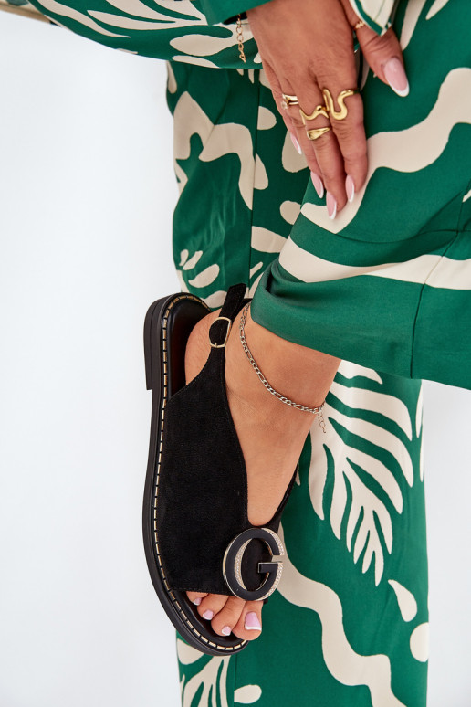 Ploché sandály s ornamenty Černé Haliones Ploché sandály s ornamenty Černé Haliones