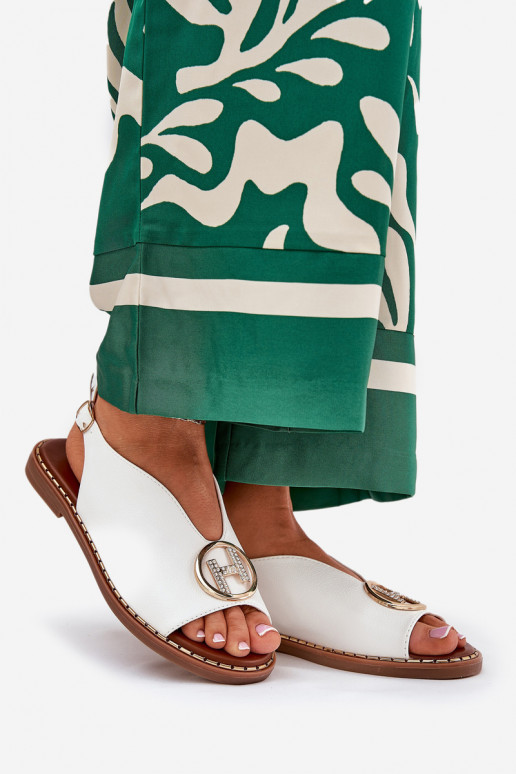 Ploché boty Elegantní styl Žabky s ornamenty bílé Iseliria