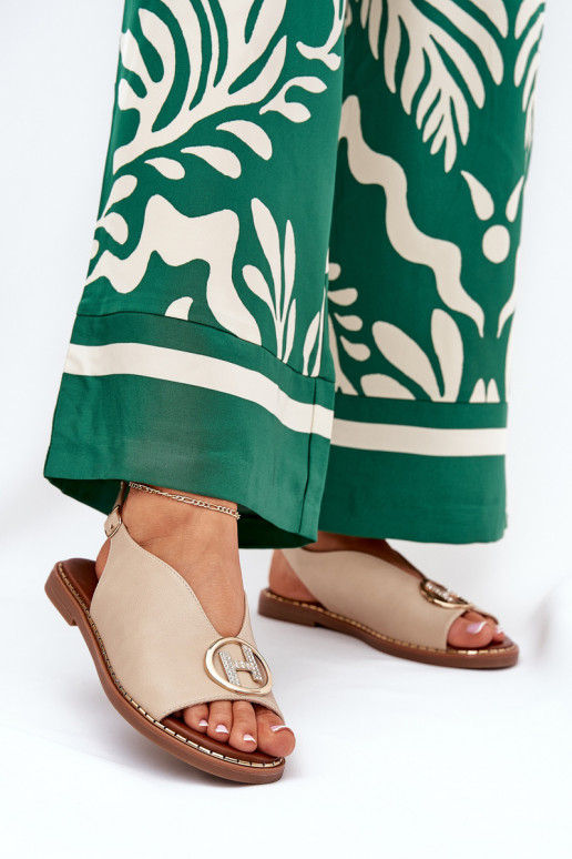 Ploché boty Elegantní styl Žabky s ornamenty béžové Iseliria