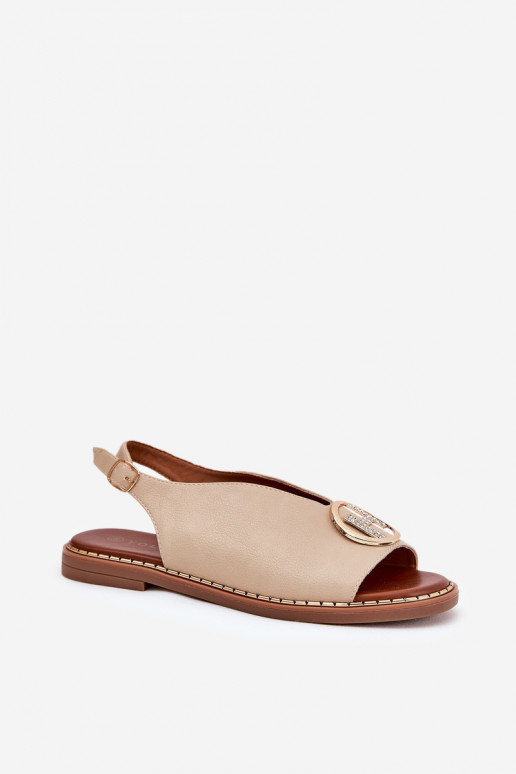 Ploché boty Elegantní styl Žabky s ornamenty béžové Iseliria