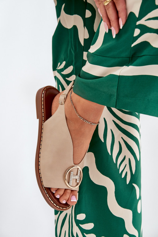 Ploché boty Elegantní styl Žabky s ornamenty béžové Iseliria