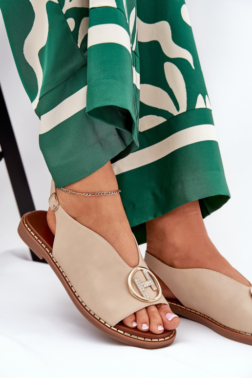 Ploché boty Elegantní styl Žabky s ornamenty béžové Iseliria