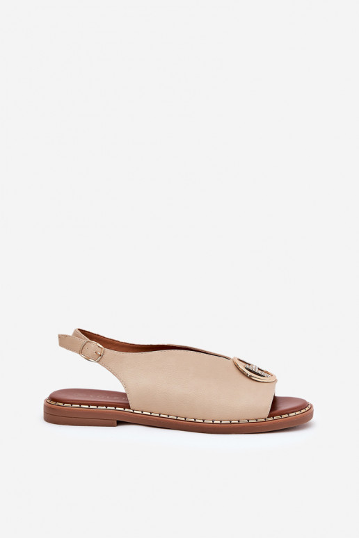 Ploché boty Elegantní styl Žabky s ornamenty béžové Iseliria