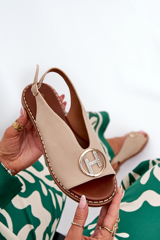 Ploché boty Elegantní styl Žabky s ornamenty béžové Iseliria