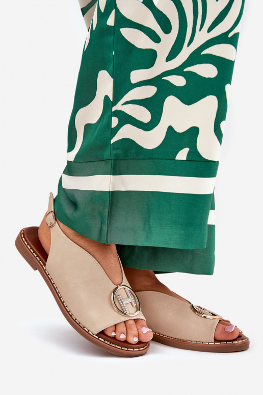 Ploché boty Elegantní styl Žabky s ornamenty béžové Iseliria