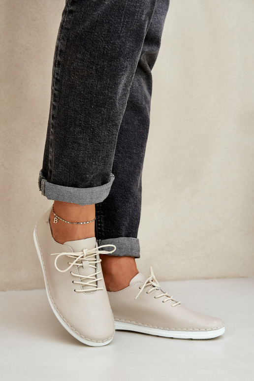 šněrovací boty Z Naturalnej Skóry D&A LR51-645 béžové šněrovací boty Z Naturalnej Skóry D&A LR51-645 béžové