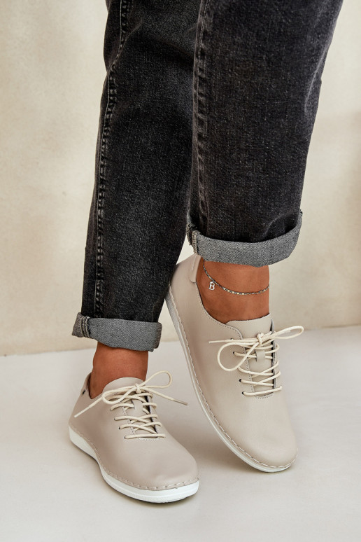 šněrovací boty Z Naturalnej Skóry D&A LR51-645 béžové šněrovací boty Z Naturalnej Skóry D&A LR51-645 béžové