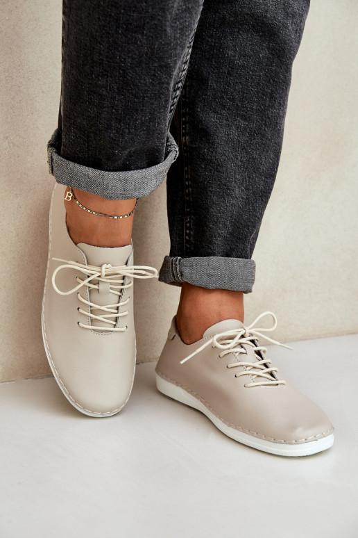 šněrovací boty Z Naturalnej Skóry D&A LR51-645 béžové šněrovací boty Z Naturalnej Skóry D&A LR51-645 béžové