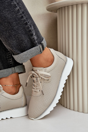 tenisky s platformou se třpytkami D&A LR51-629 béžové